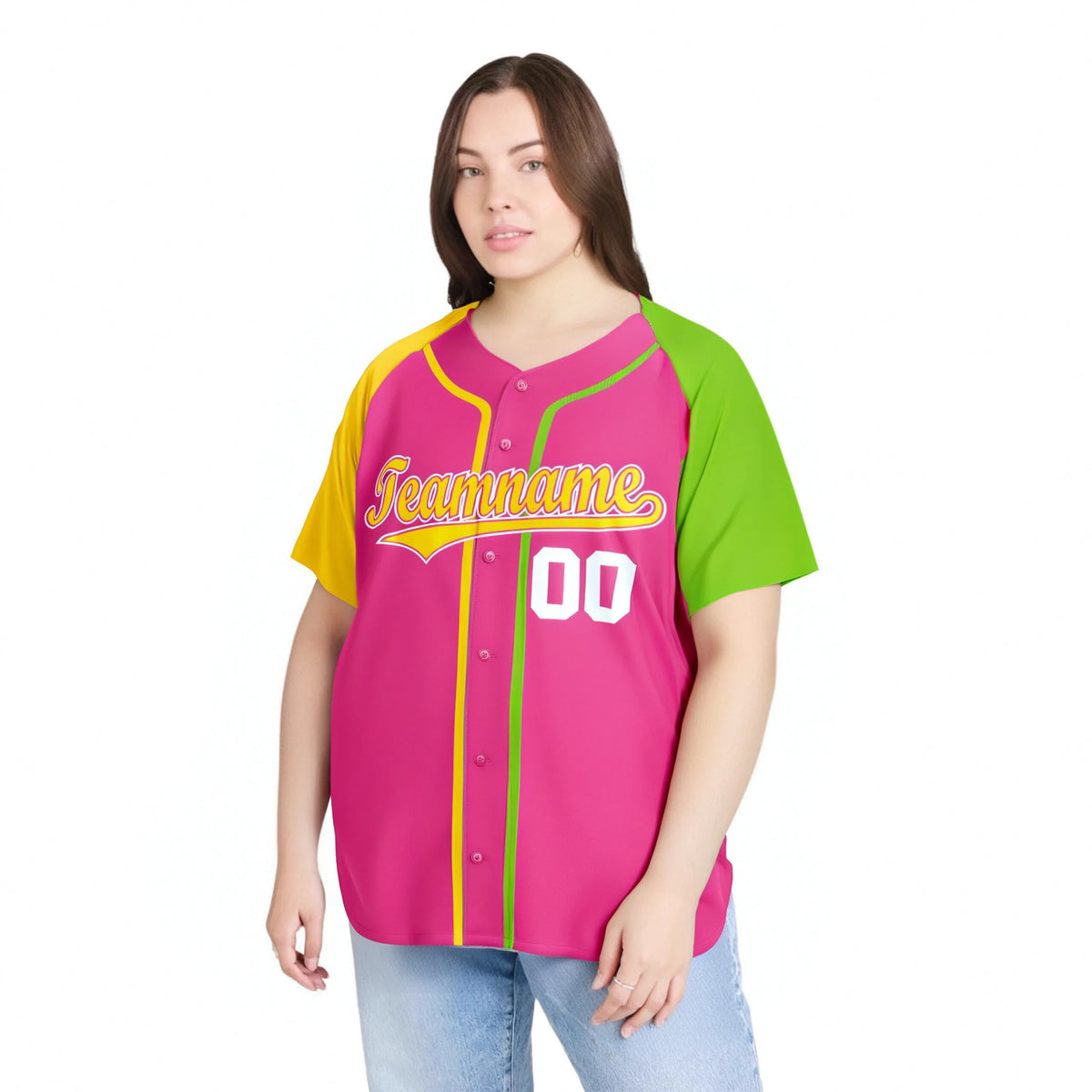 Custom Pink Gold Neon Green Authentic Baseball Jersey