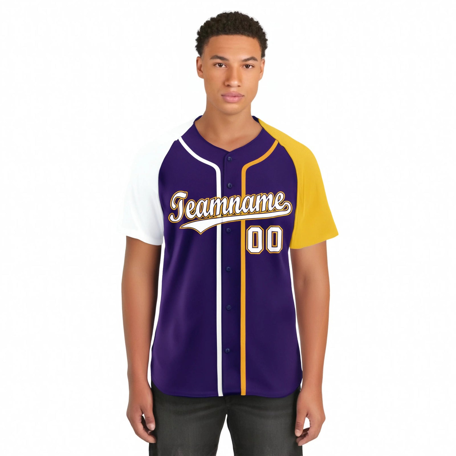 Custom Purple White Gold Authentic Baseball Jersey