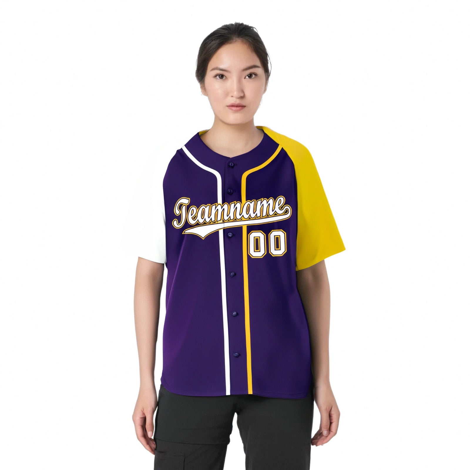 Custom Purple White Gold Authentic Baseball Jersey