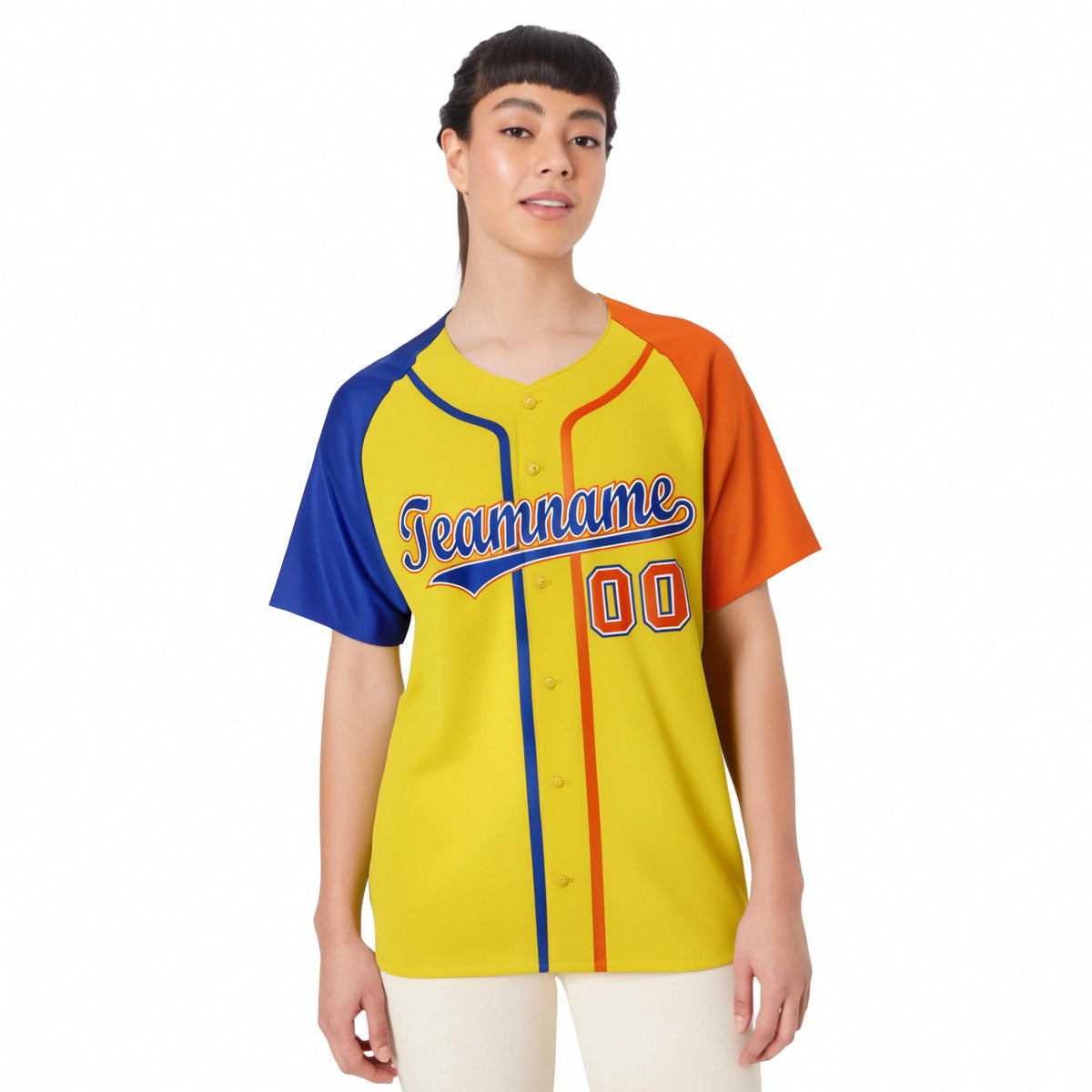 Custom Gold Blue Orange Authentic Baseball Jersey