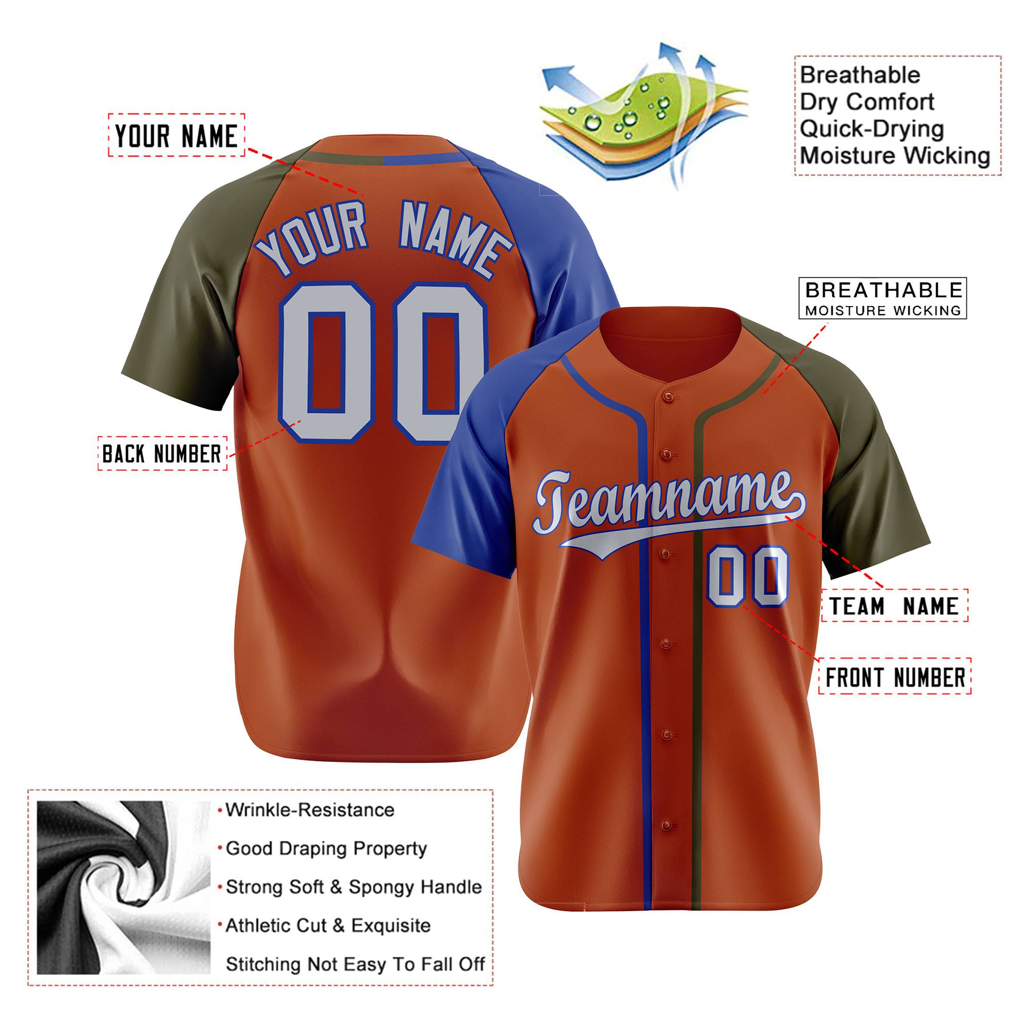 Custom Munsell Blue Olive Authentic Baseball Jersey