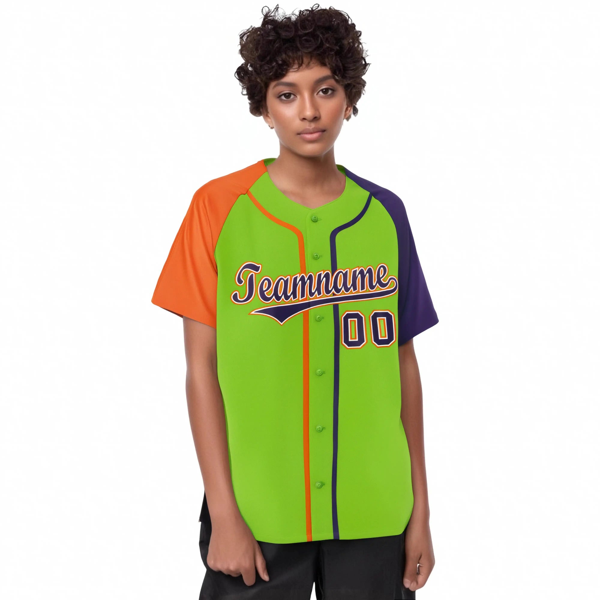 Custom Neon Green Orange Purple Authentic Baseball Jersey