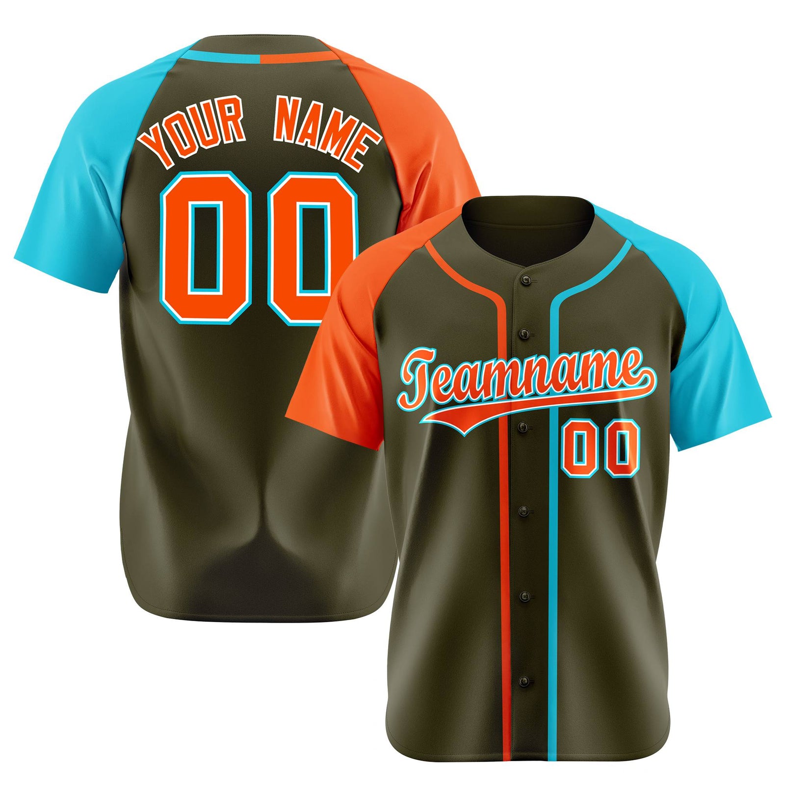 Custom Olive Orange Blue Authentic Baseball Jersey