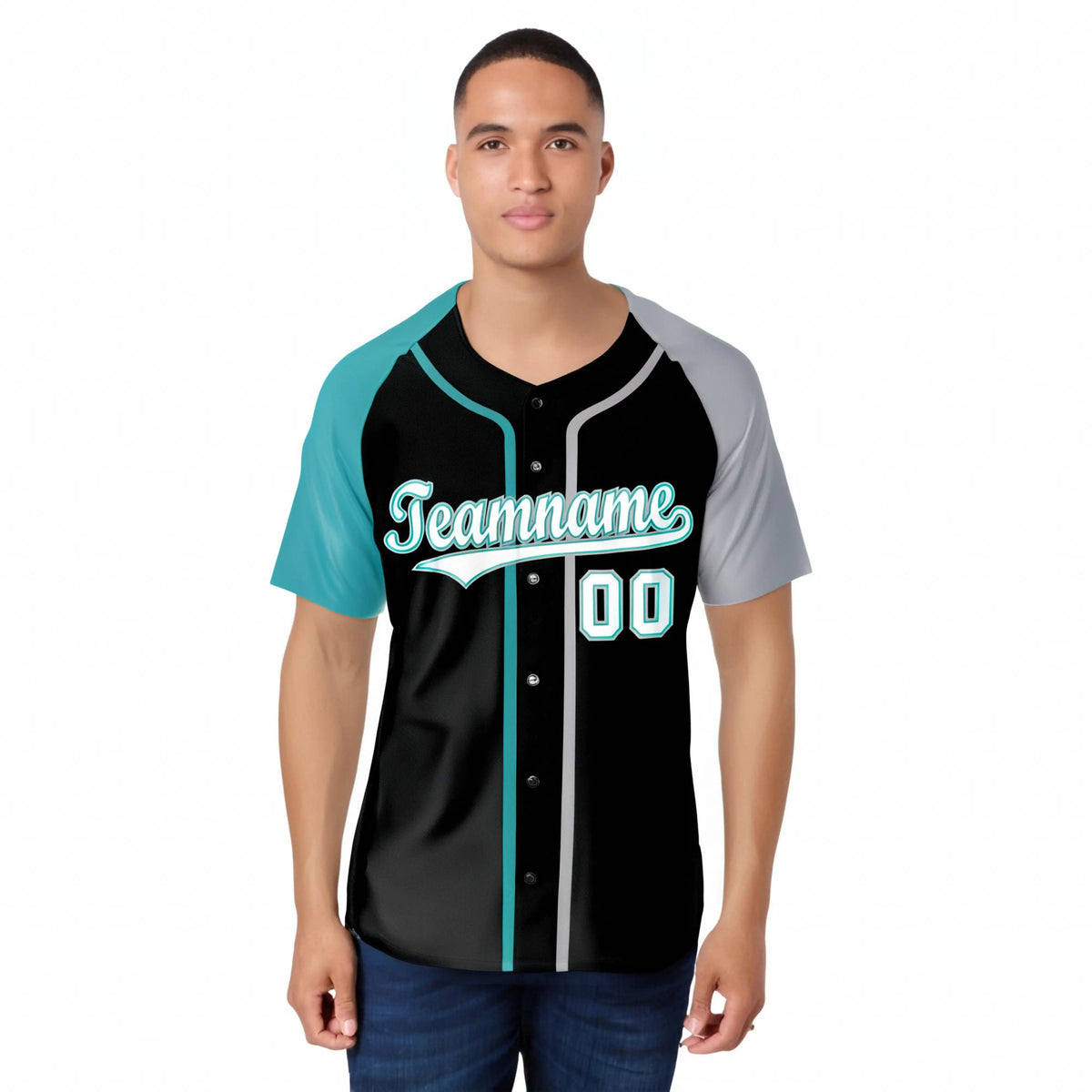 Custom Black Aqua Gray Authentic Baseball Jersey