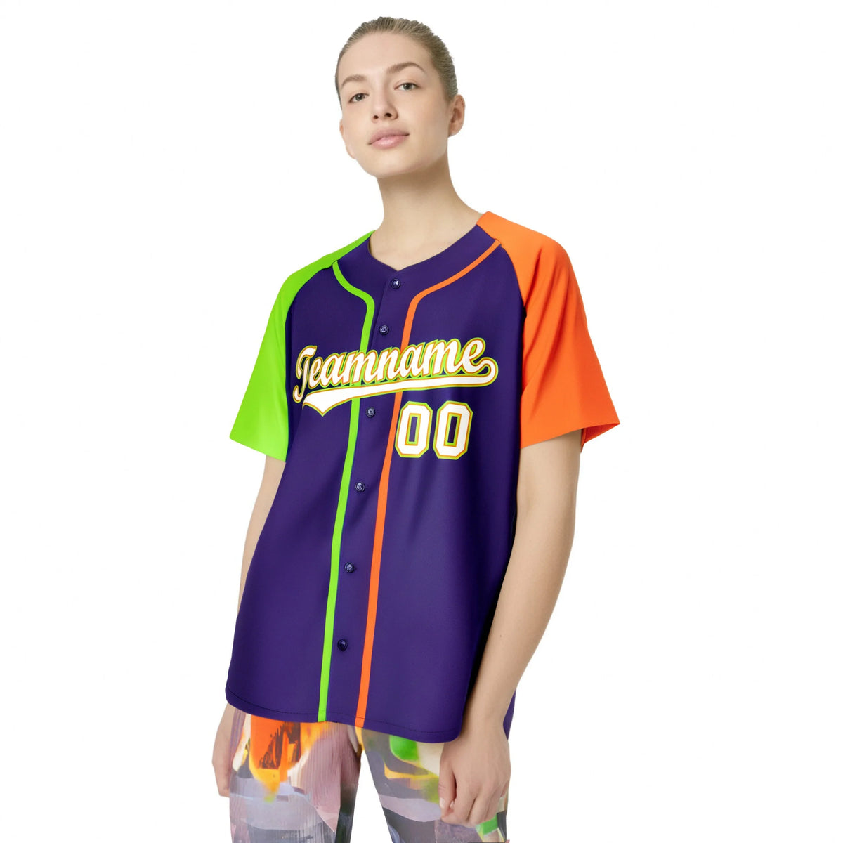Custom Purple Neon Green Orange Authentic Baseball Jersey