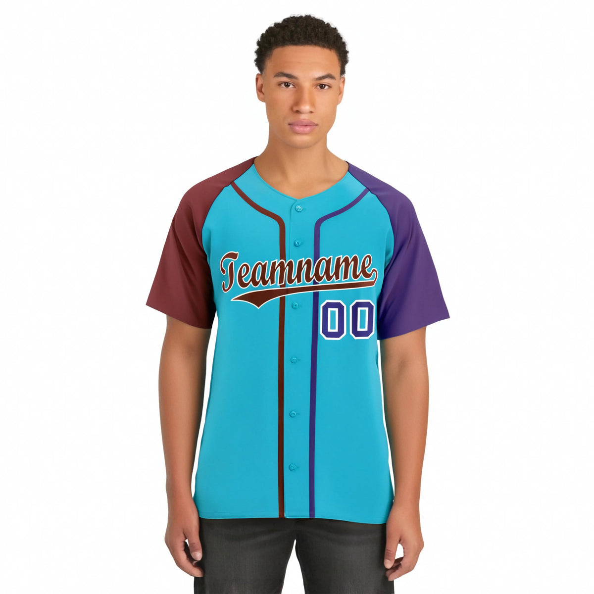 Custom Aqua Burgundy Purple Authentic Baseball Jersey