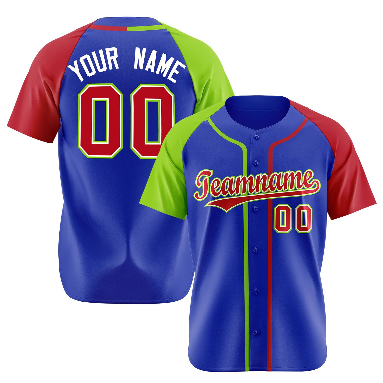 Custom Purple Neon Green Red Authentic Baseball Jersey