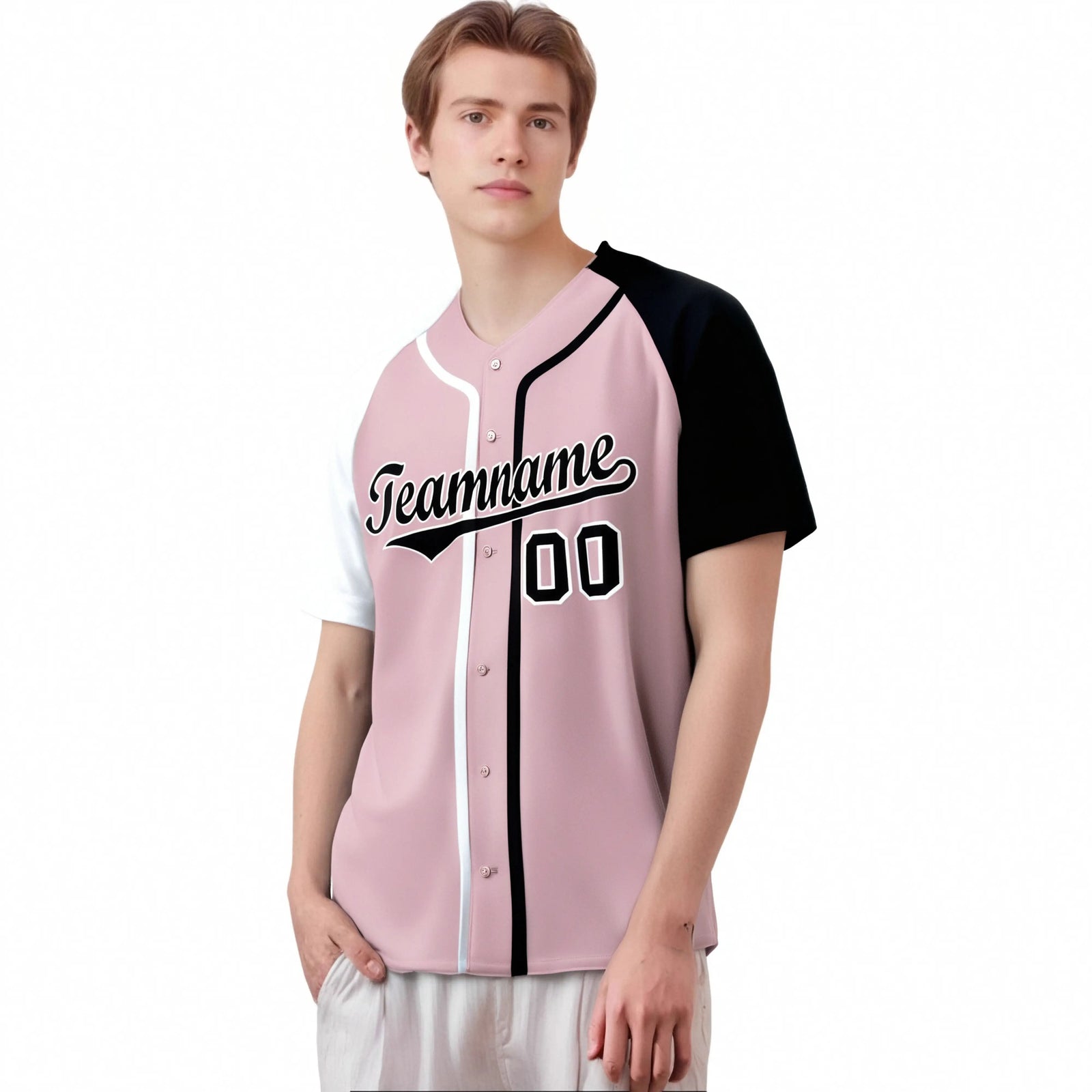 Custom Pink White Black Authentic Baseball Jersey