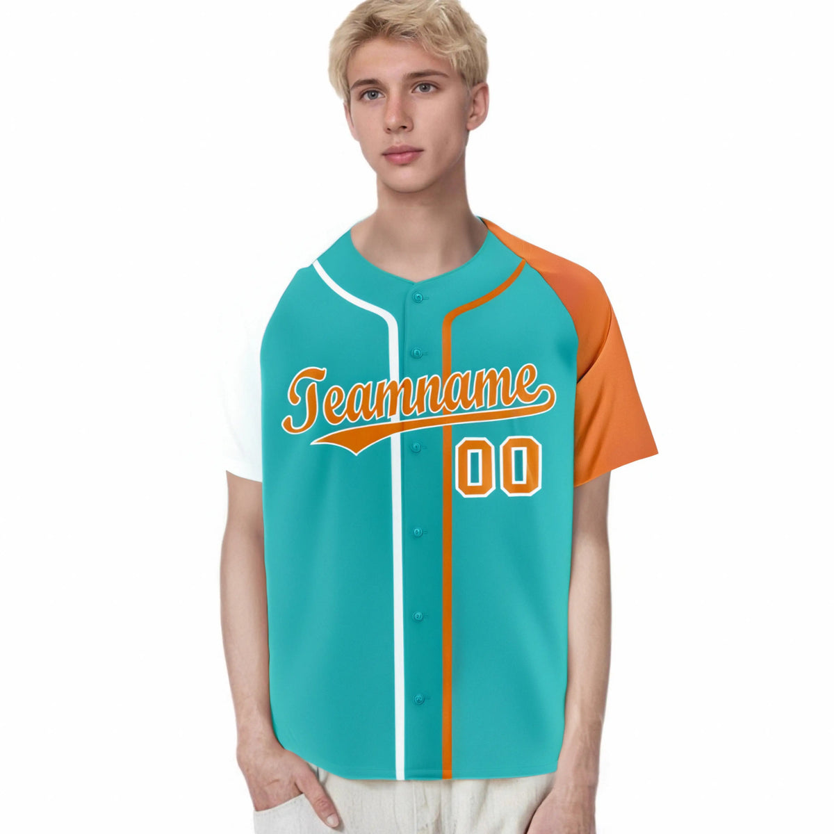 Custom Bright Green White Orange Authentic Baseball Jersey