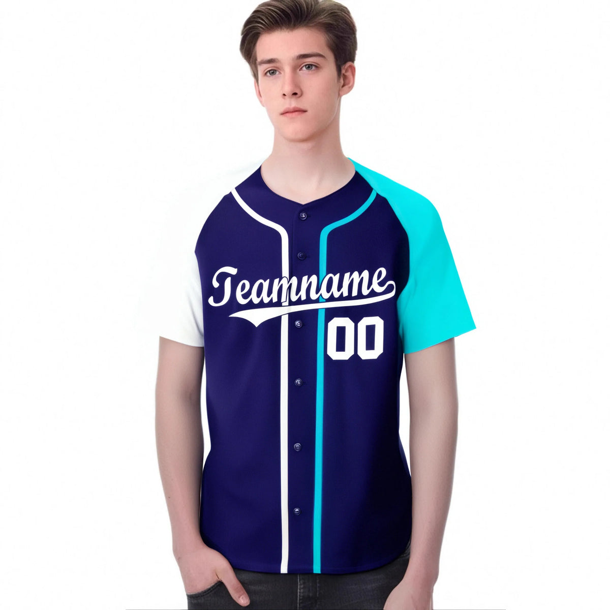 Custom Violet White Sky Blue Authentic Baseball Jersey