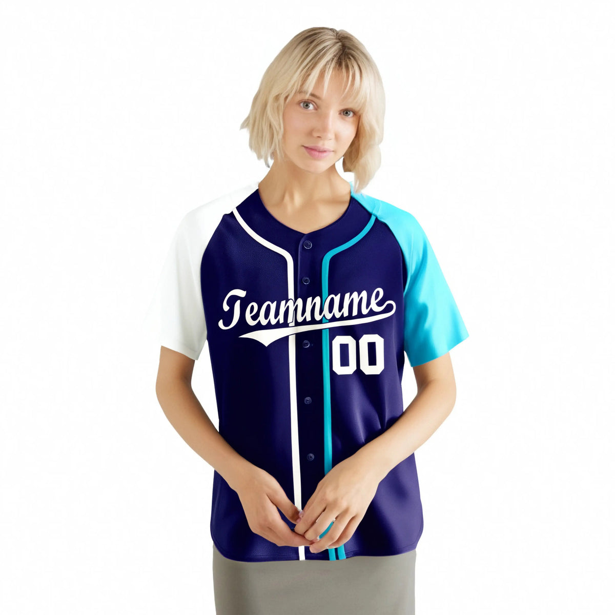 Custom Violet White Sky Blue Authentic Baseball Jersey