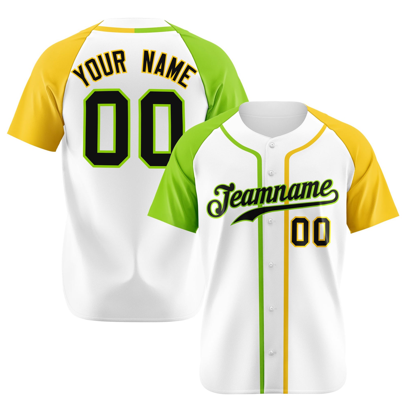 Custom White Neon Green Yellow Authentic Baseball Jersey