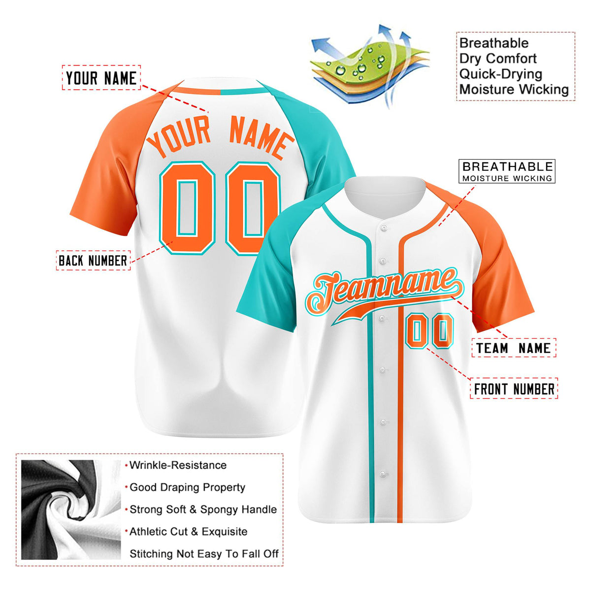 Custom White Bright Green Orange Authentic Baseball Jersey