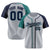 Custom Gray Aqua Green Navy Authentic Baseball Jersey