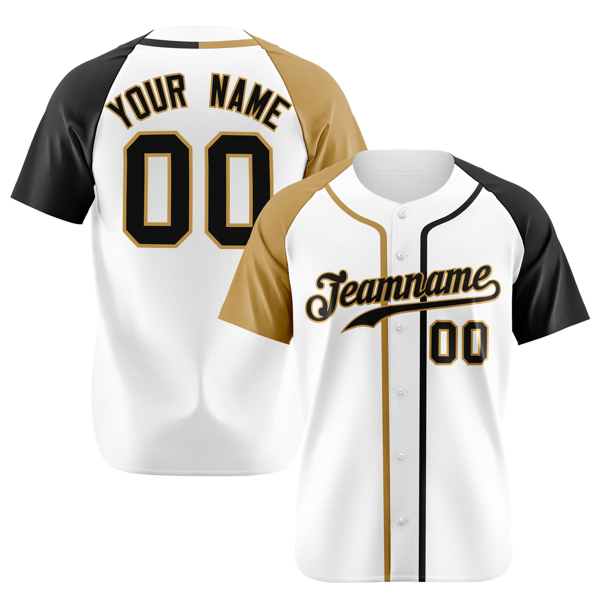 Custom White Old Gold Black Authentic Baseball Jersey