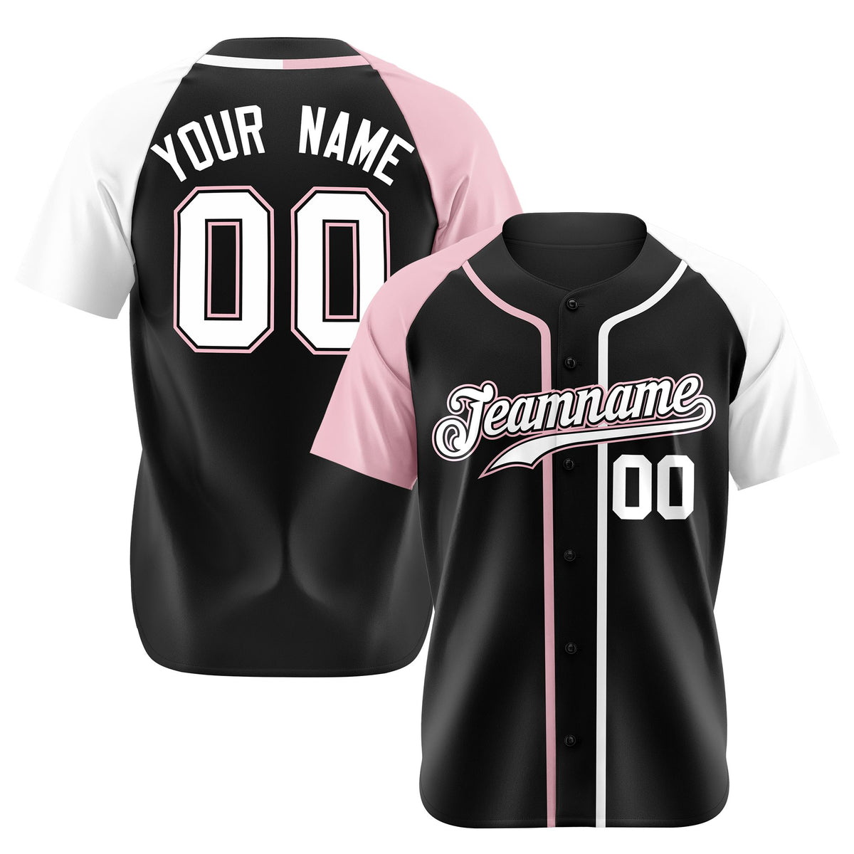 Custom Black Pink White Authentic Baseball Jersey