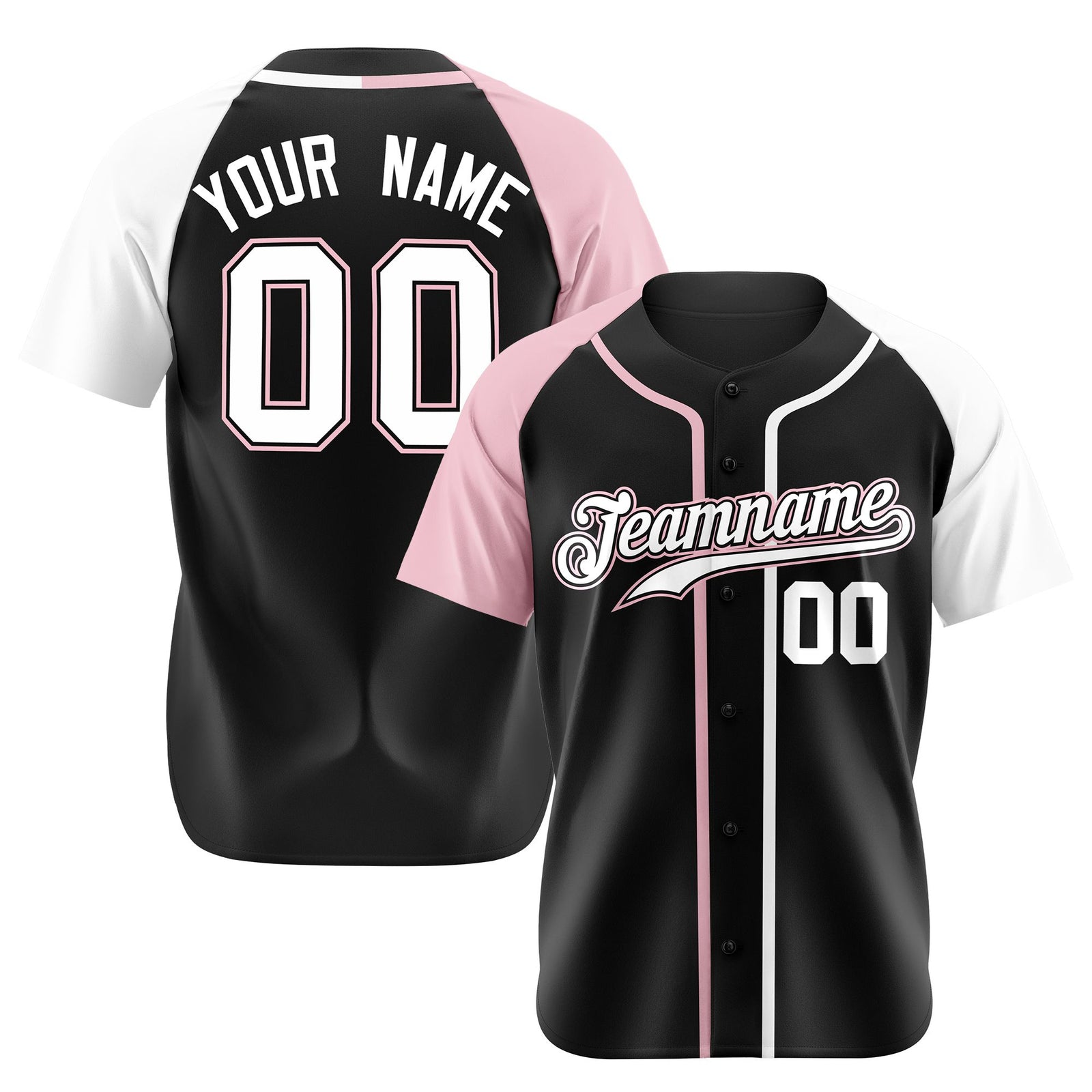 Custom Black Pink White Authentic Baseball Jersey
