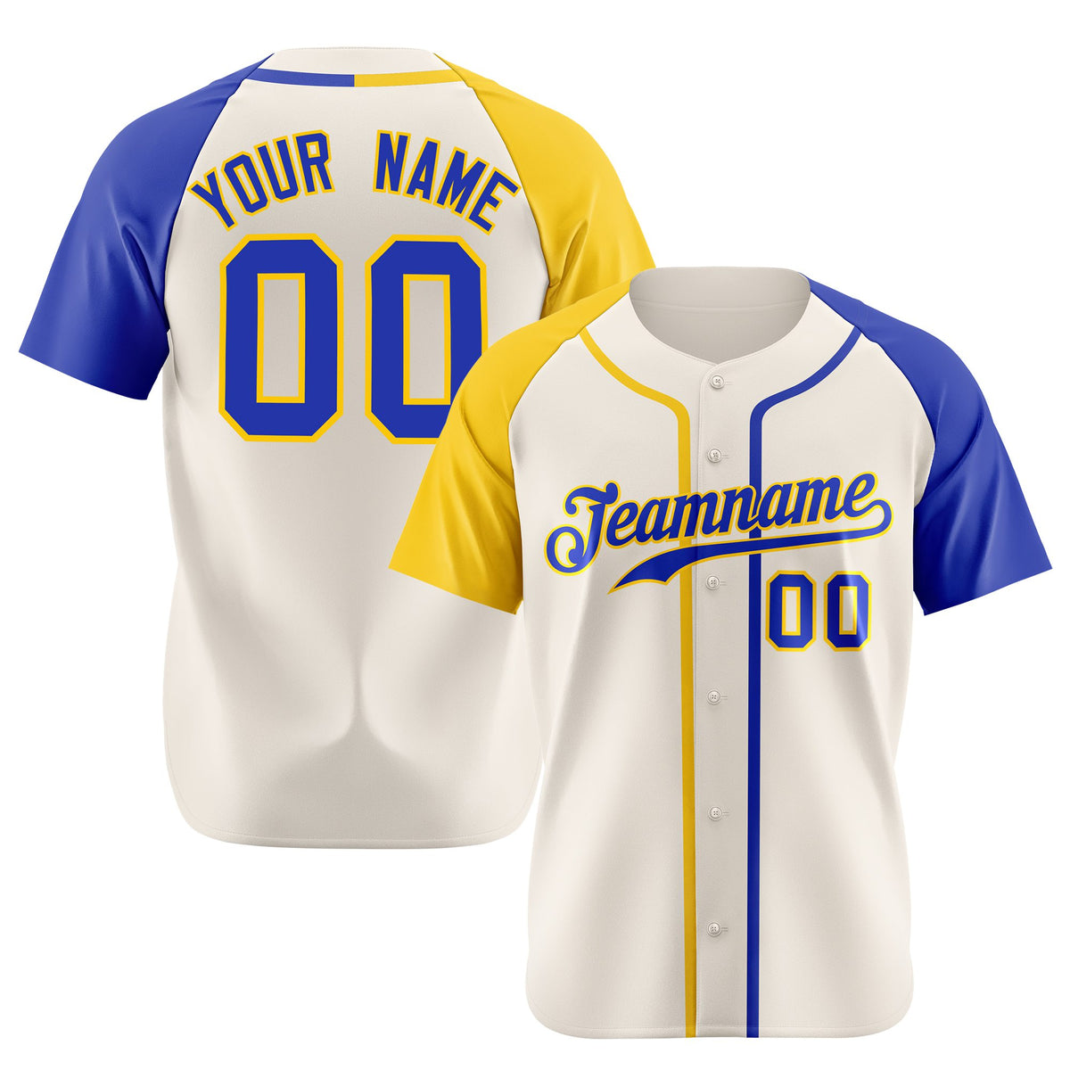 Custom Cream Yellow Blue Authentic Baseball Jersey