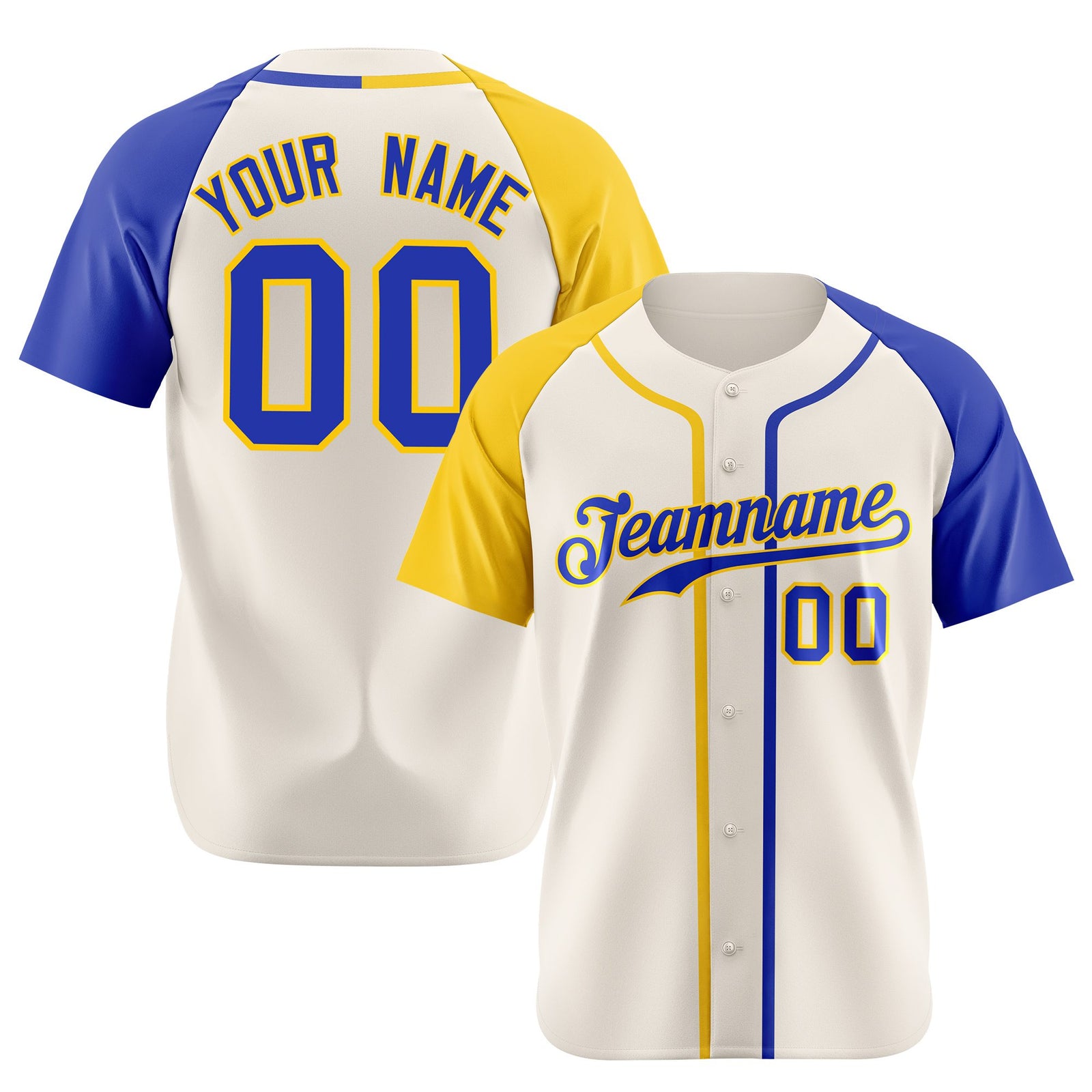 Custom Cream Yellow Blue Authentic Baseball Jersey
