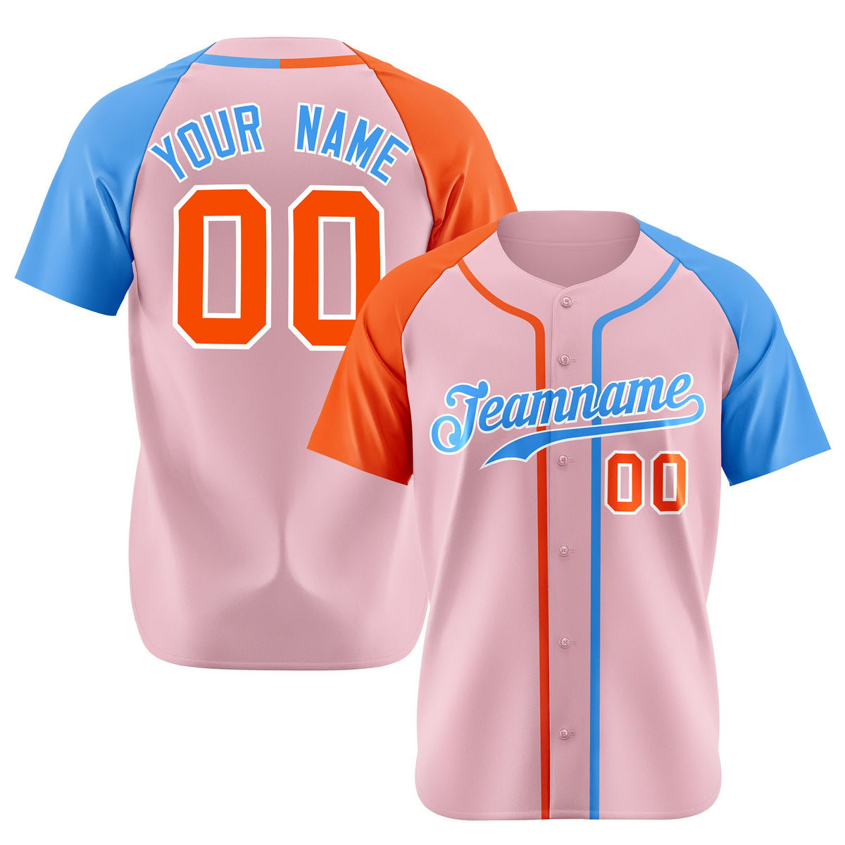 Custom Pink Orange Light Blue Authenti Baseball Jersey