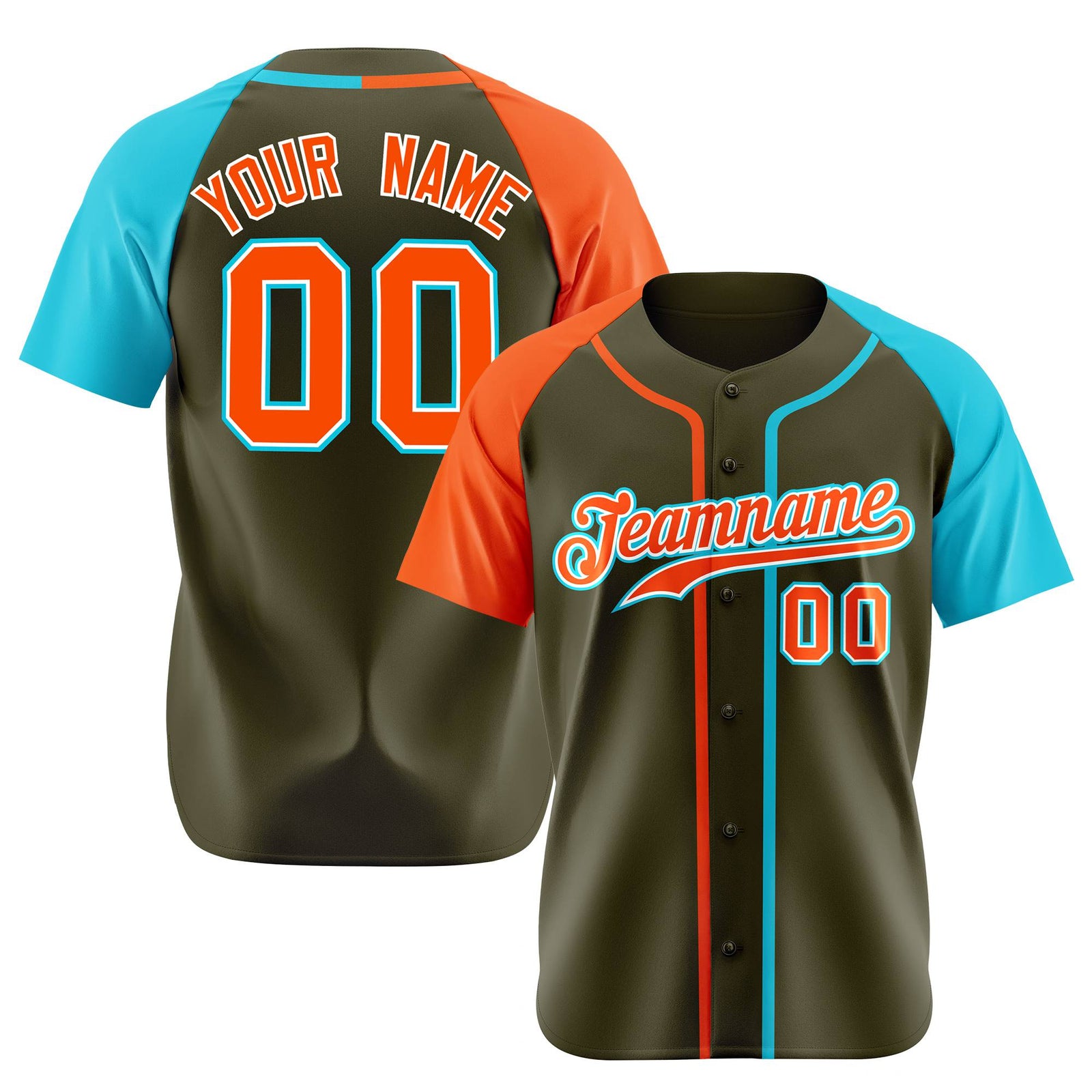 Custom Olive Orange Blue Authentic Baseball Jersey