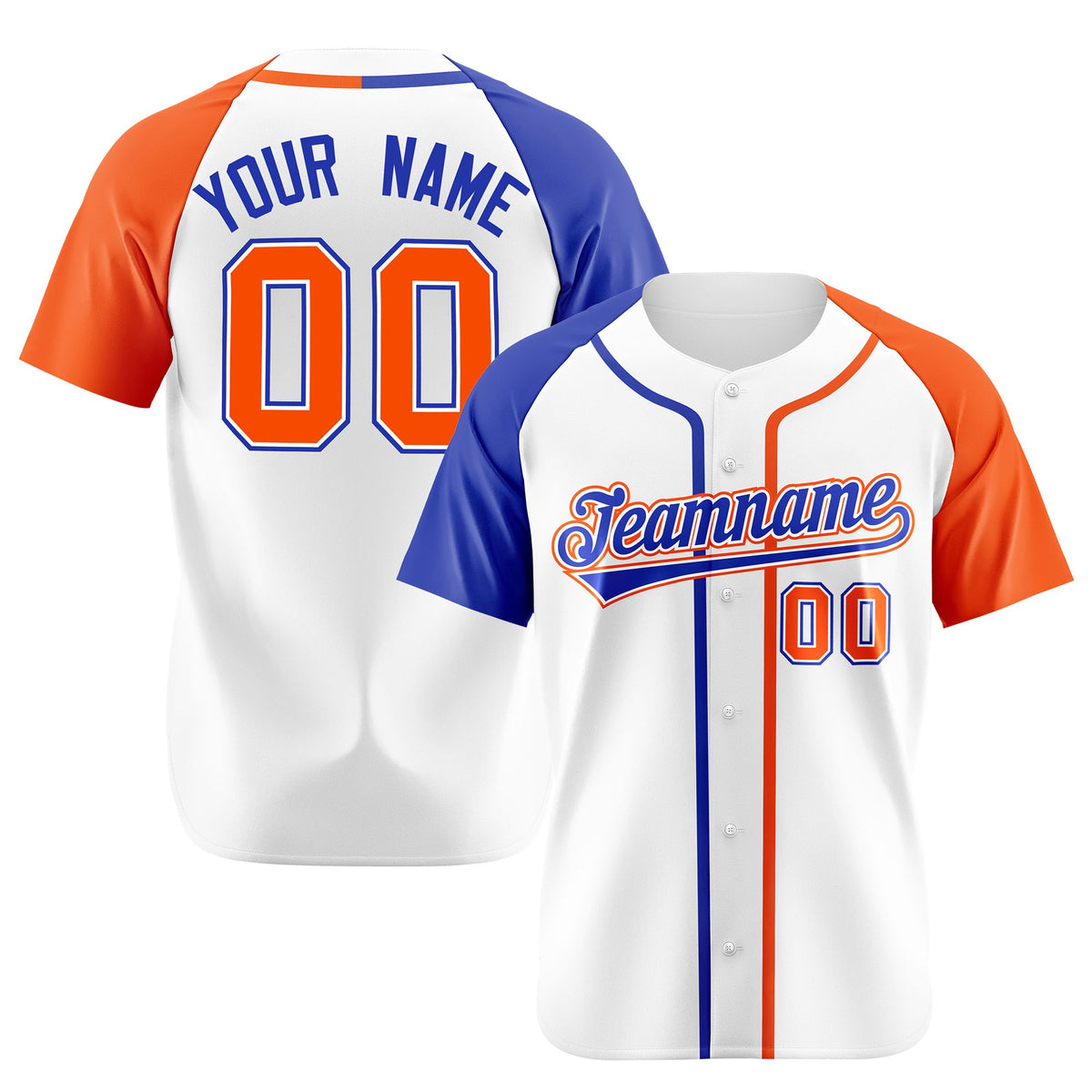 Custom White Blue Orange Authentic Baseball Jersey
