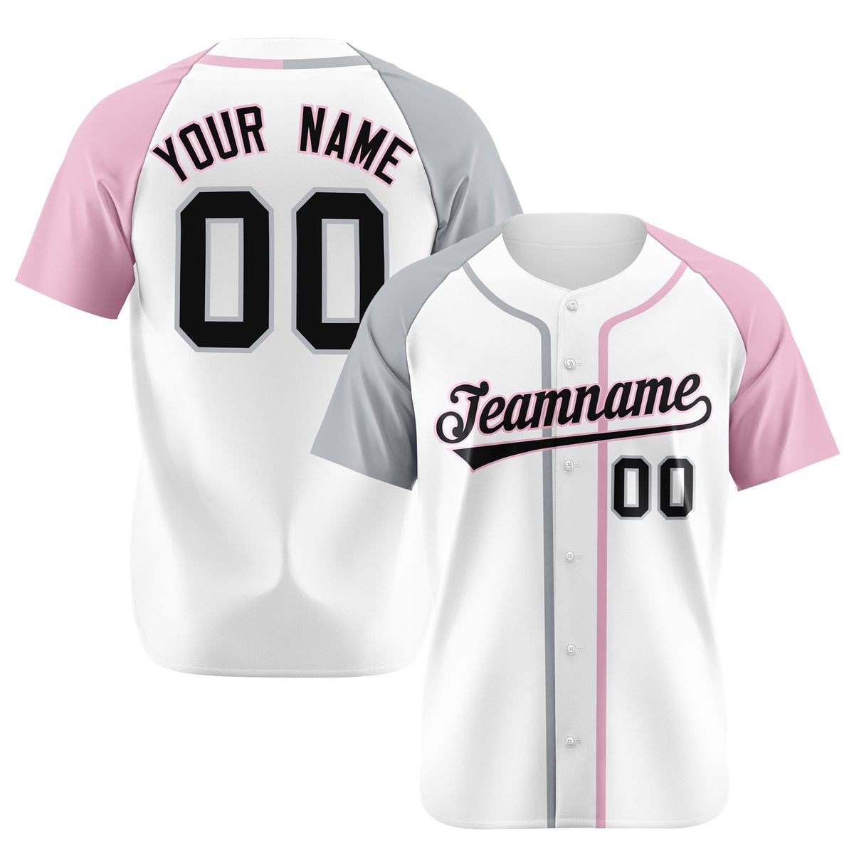 Custom White Gray Pink Authentic Baseball Jersey