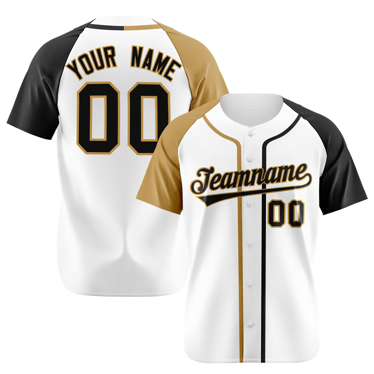 Custom White Old Gold Black Authentic Baseball Jersey
