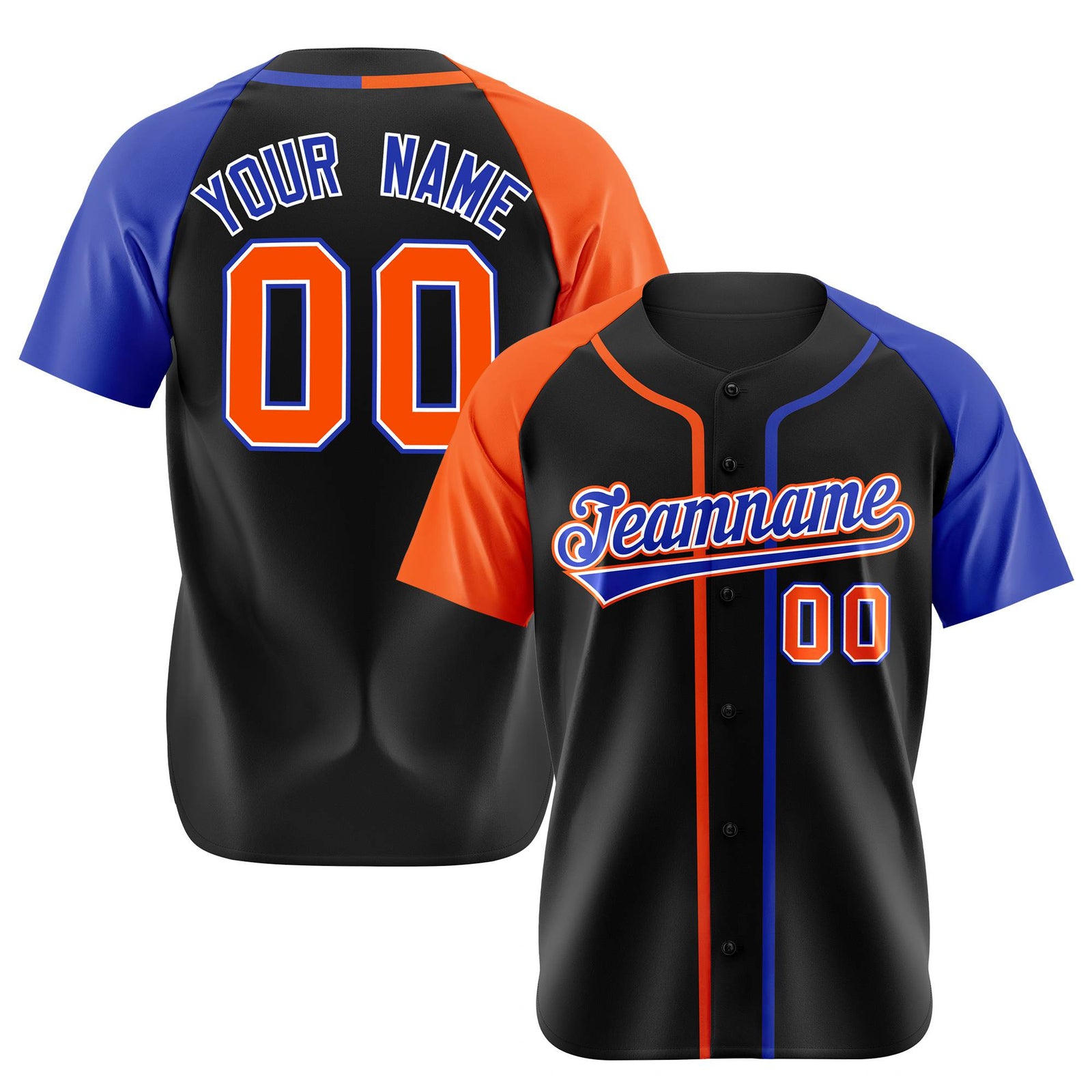 Custom Black Orange Blue Authentic Baseball Jersey
