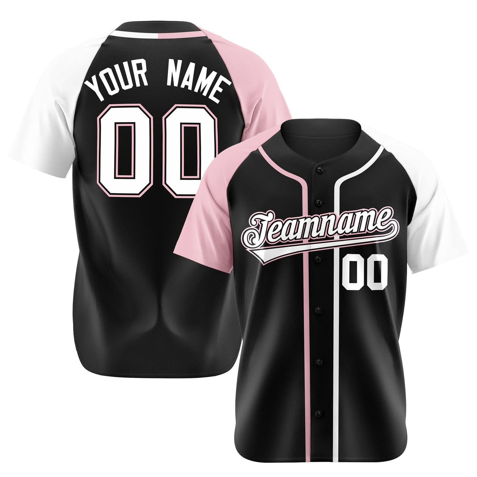 Custom Black Pink White Authentic Baseball Jersey