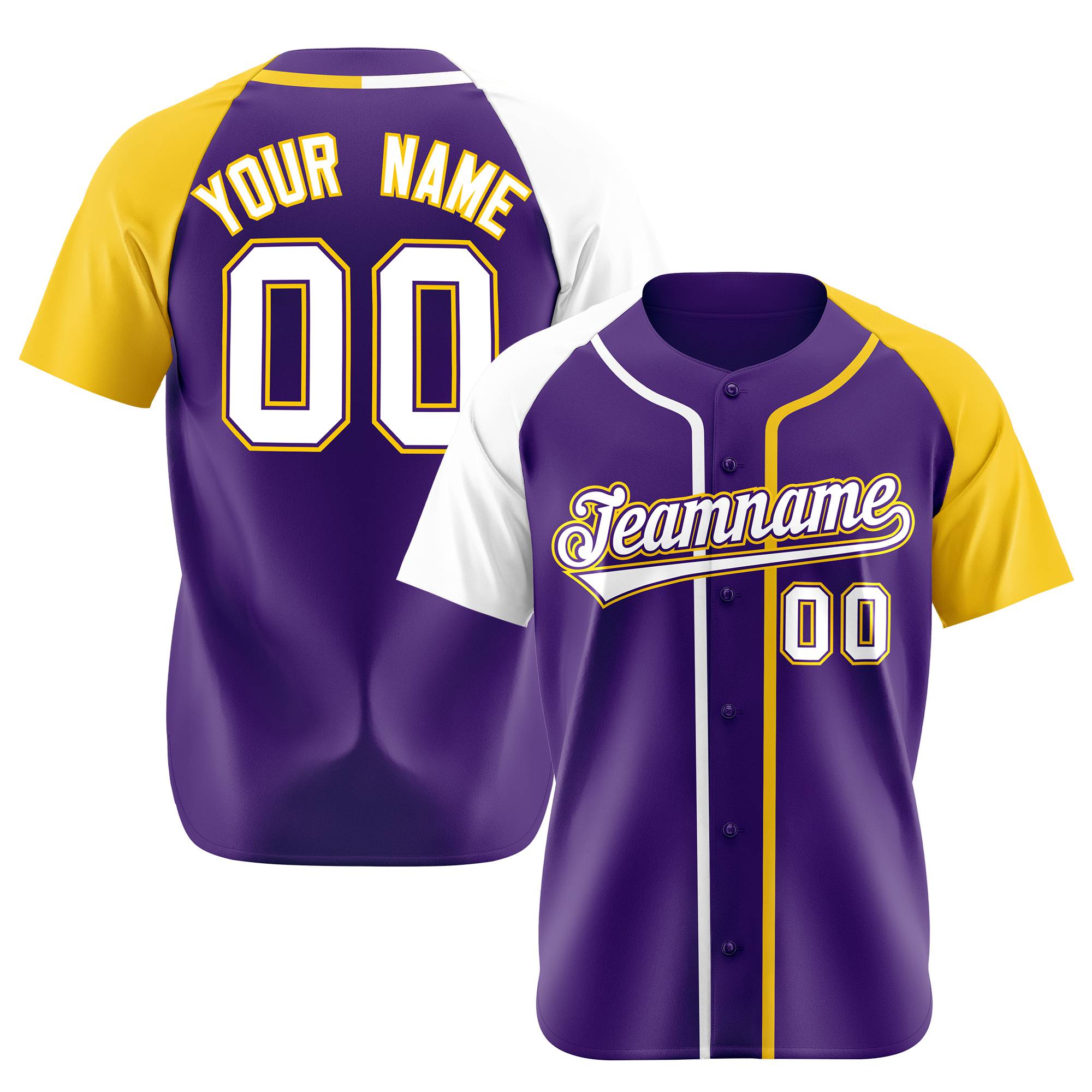 Custom Purple White Gold Authentic Baseball Jersey