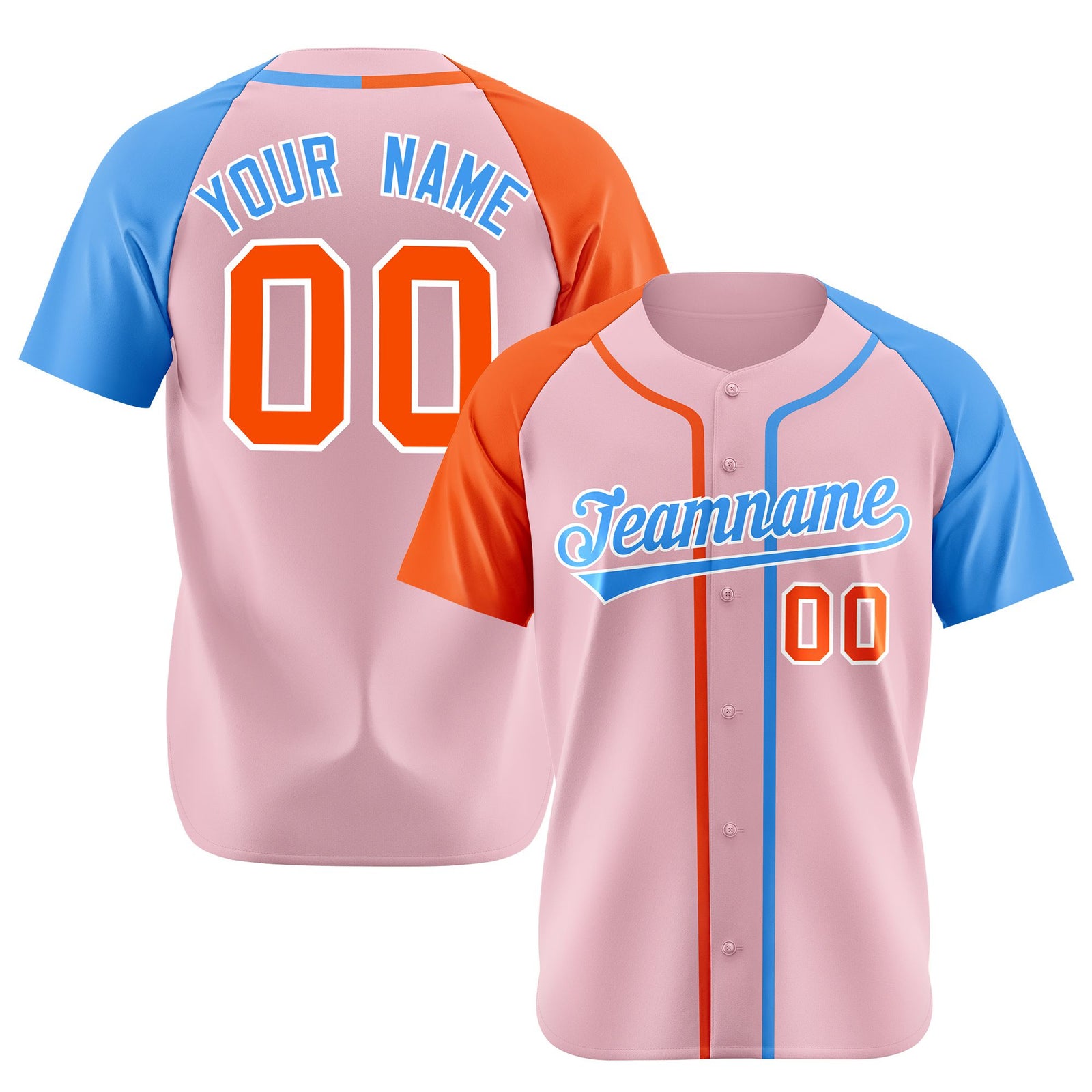 Custom Pink Orange Light Blue Authenti Baseball Jersey