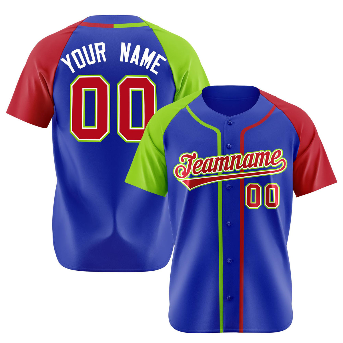 Custom Purple Neon Green Red Authentic Baseball Jersey