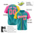 Custom Aqua Yellow Pink Aqua Authentic Baseball Jersey