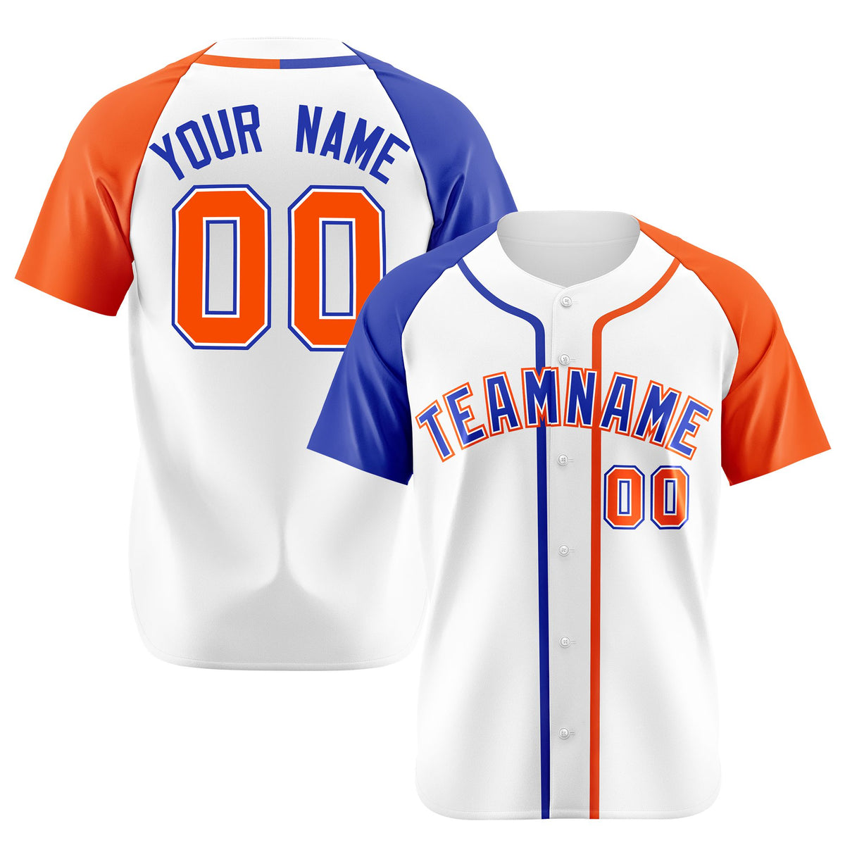 Custom White Blue Orange Authentic Baseball Jersey