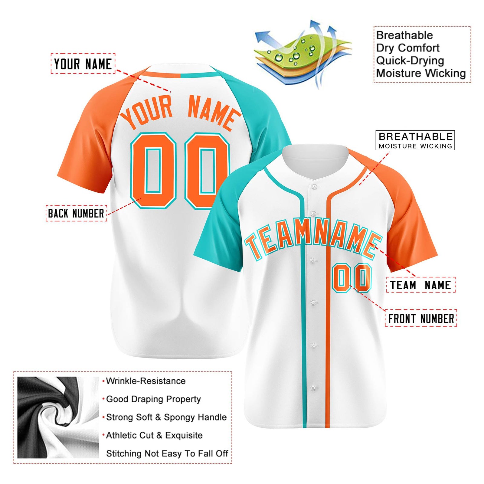 Custom White Bright Green Orange Authentic Baseball Jersey