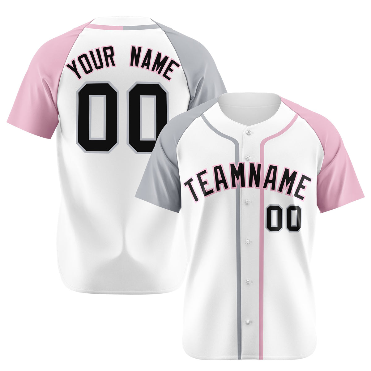 Custom White Gray Pink Authentic Baseball Jersey