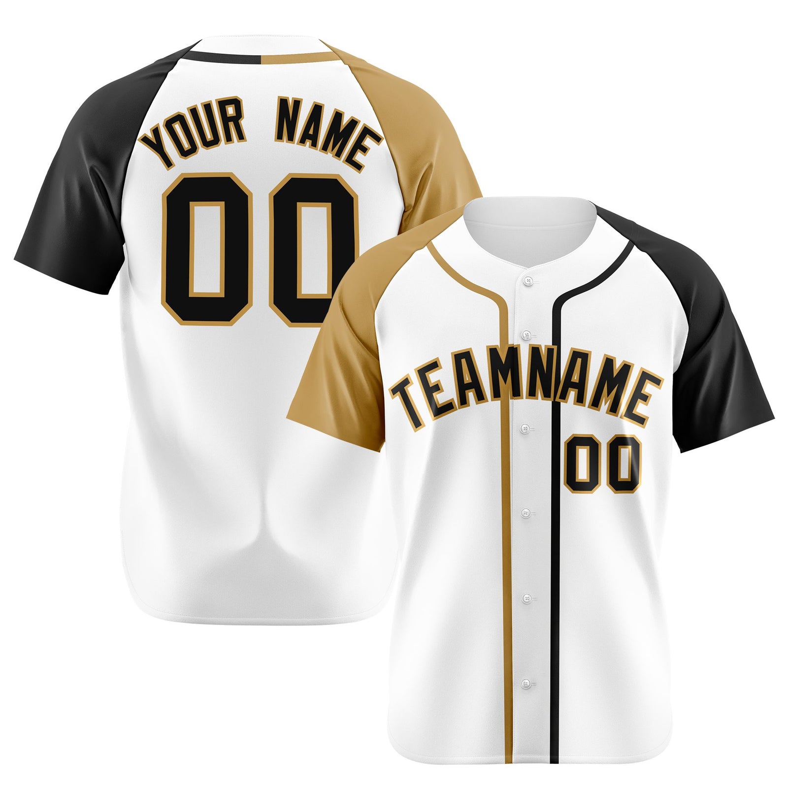 Custom White Old Gold Black Authentic Baseball Jersey