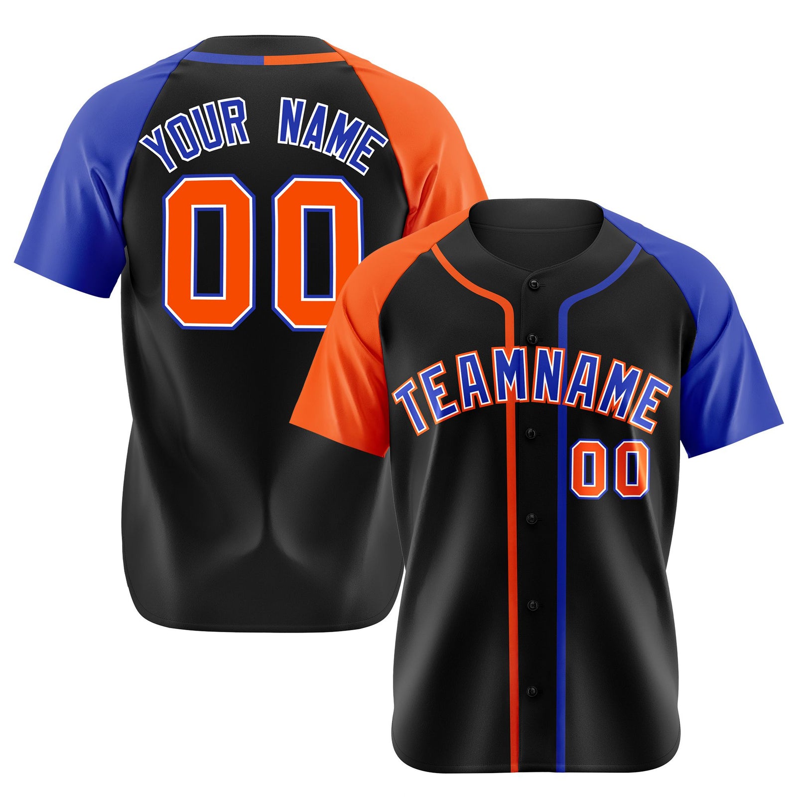 Custom Black Orange Blue Authentic Baseball Jersey