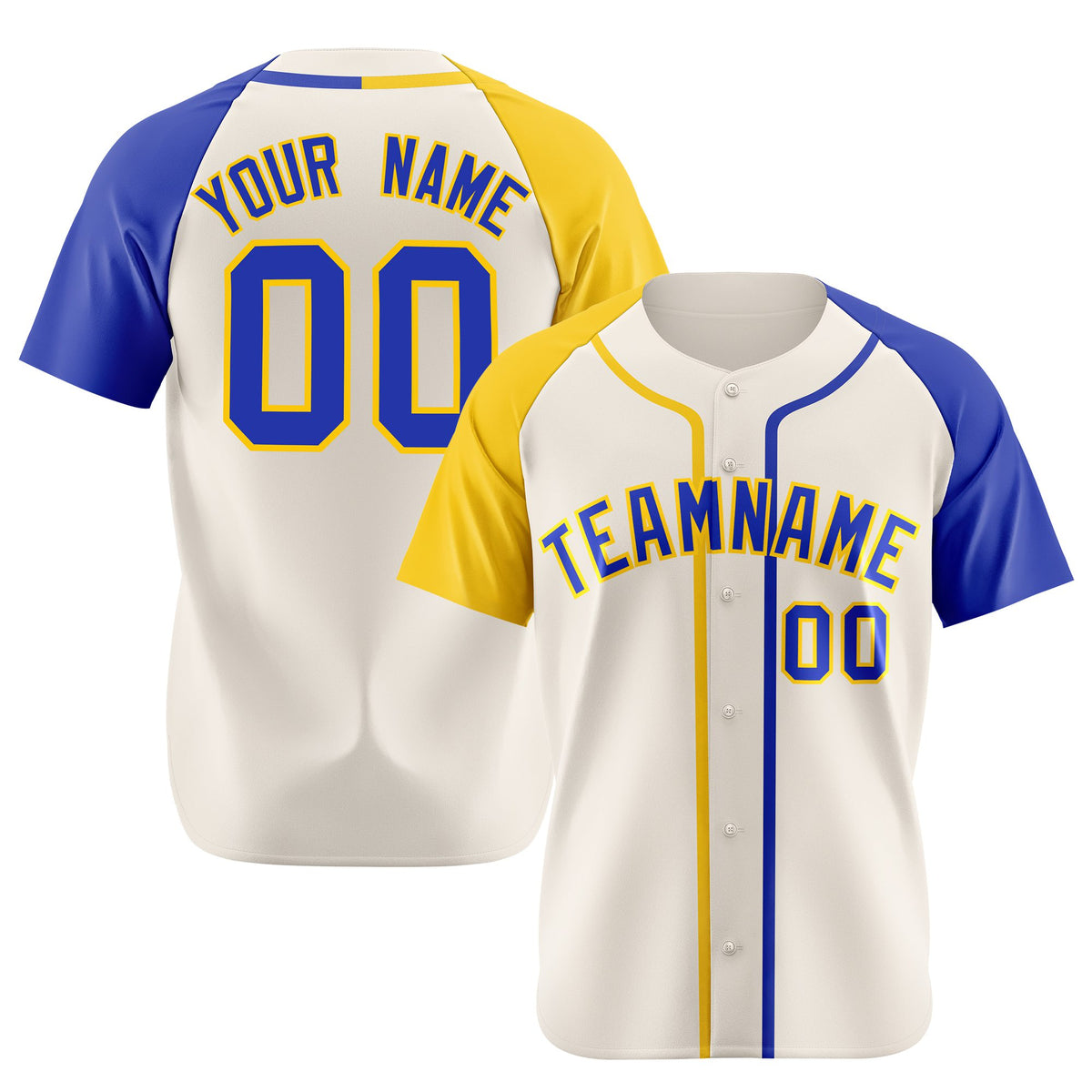 Custom Cream Yellow Blue Authentic Baseball Jersey
