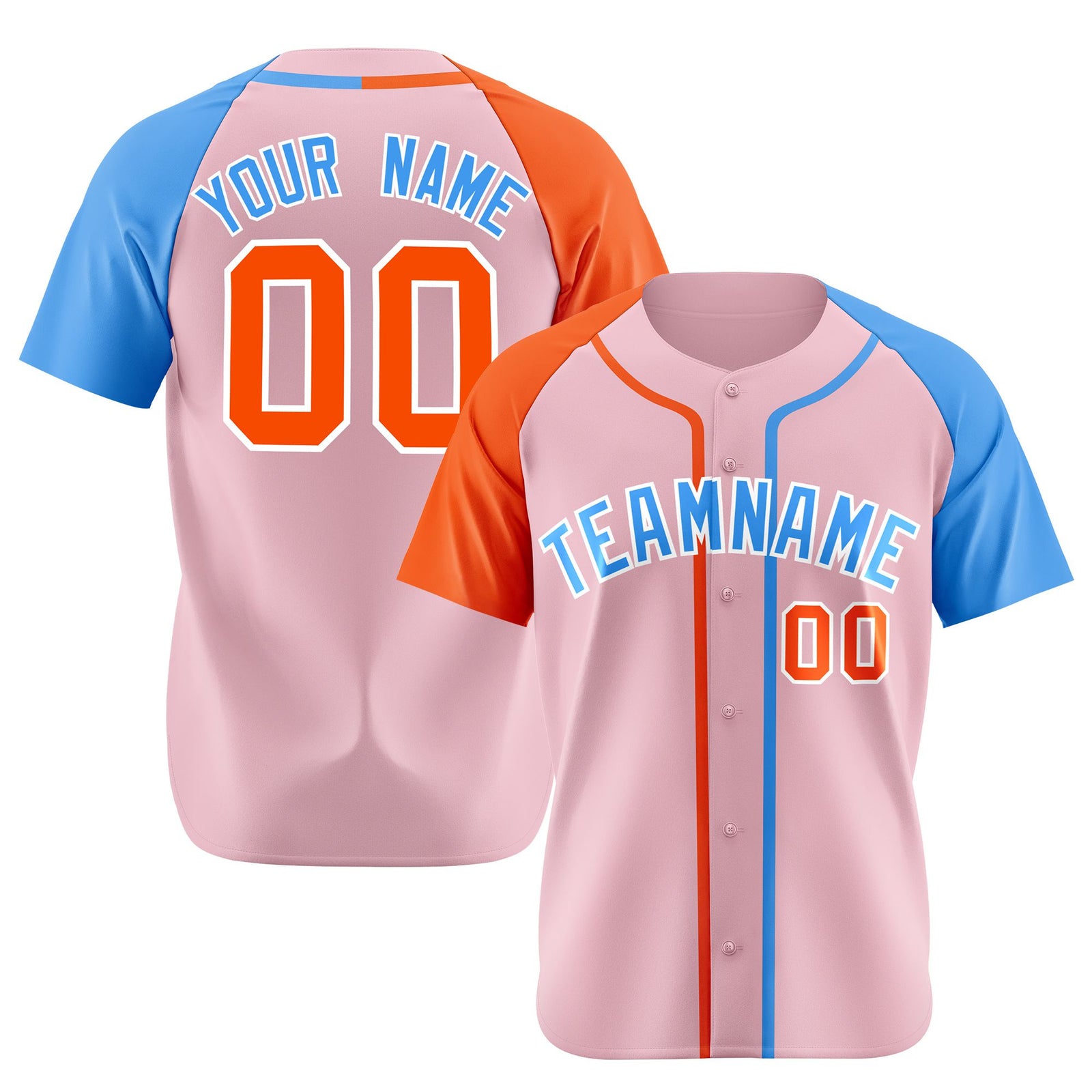 Custom Pink Orange Light Blue Authenti Baseball Jersey