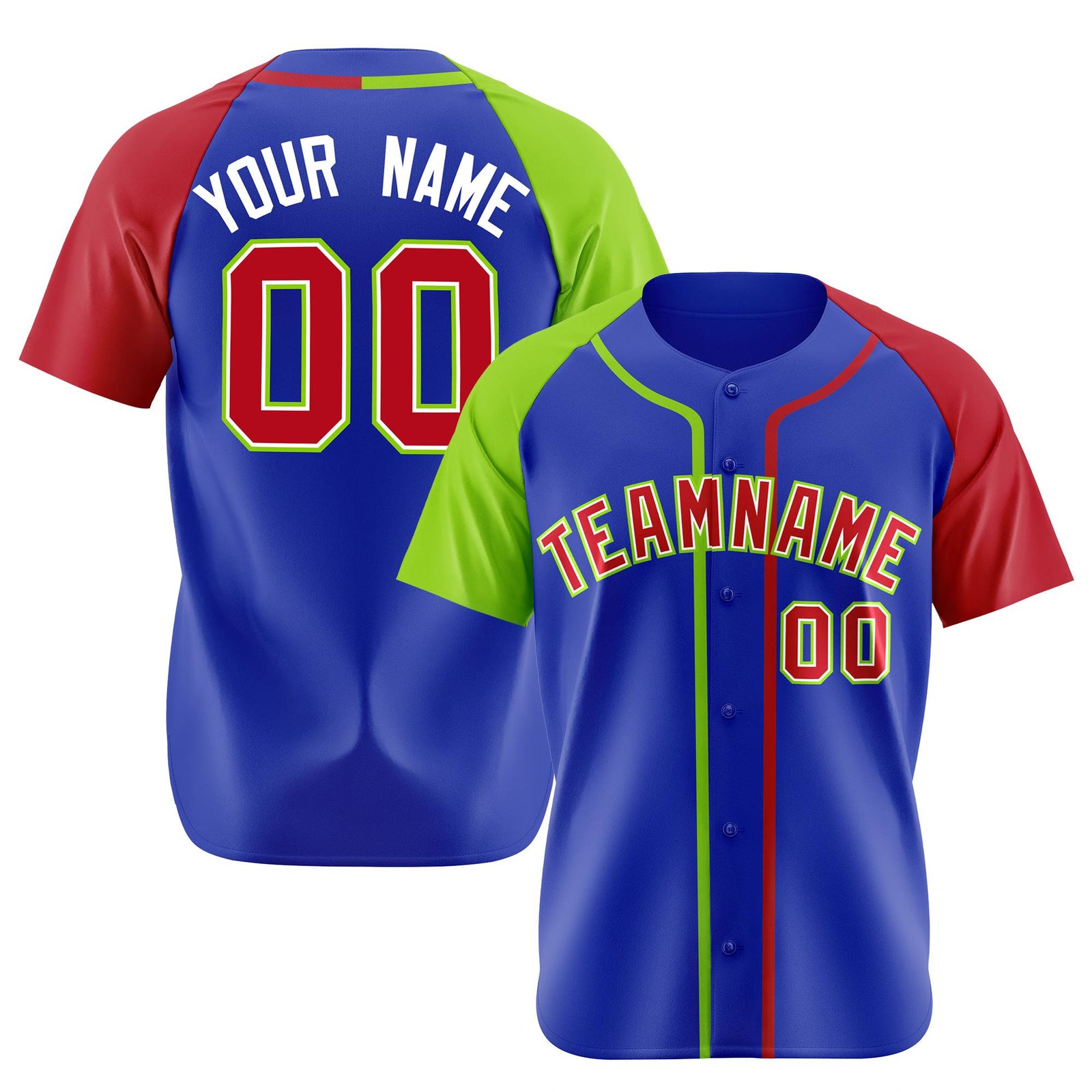 Custom Purple Neon Green Red Authentic Baseball Jersey