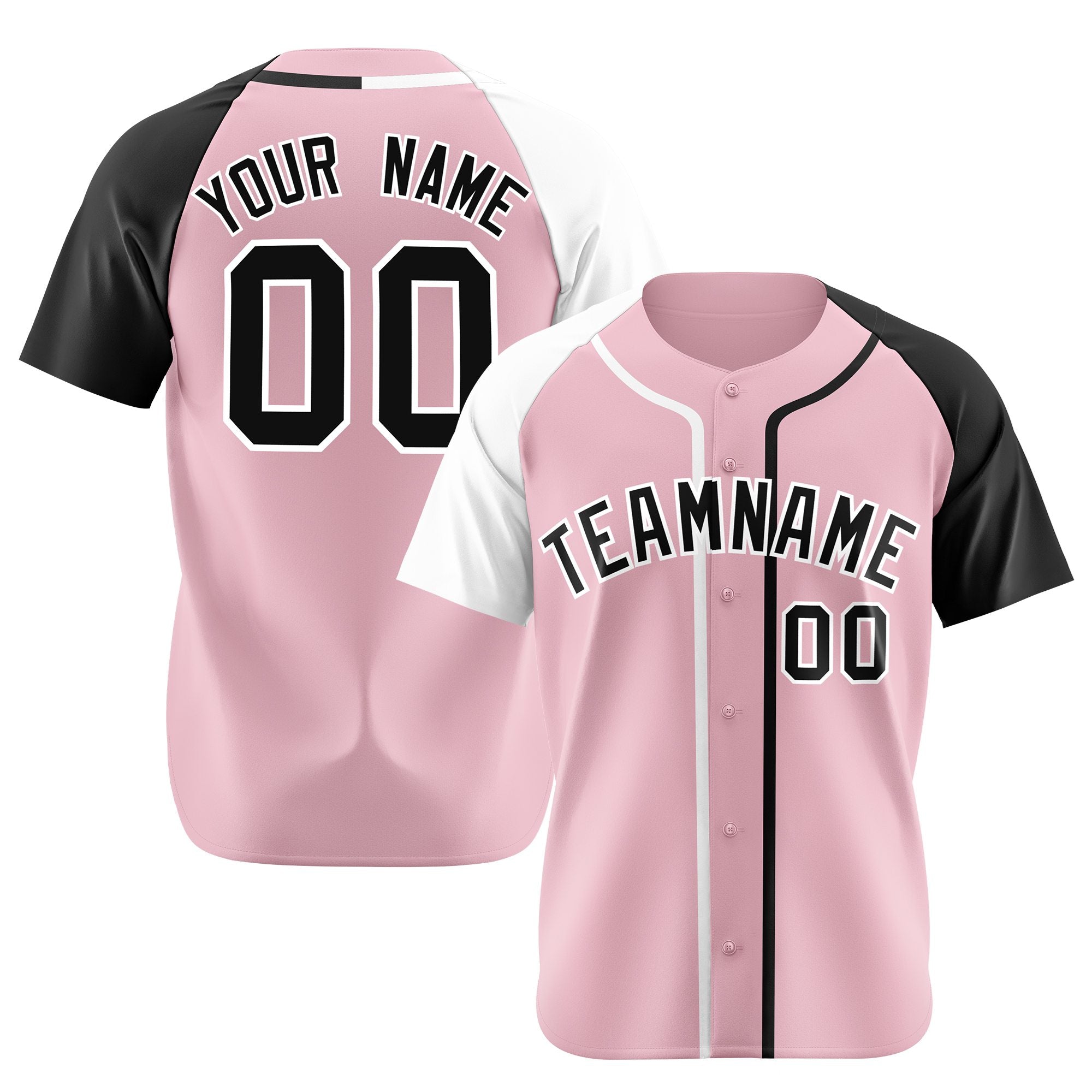 Custom Pink White Black Authentic Baseball Jersey