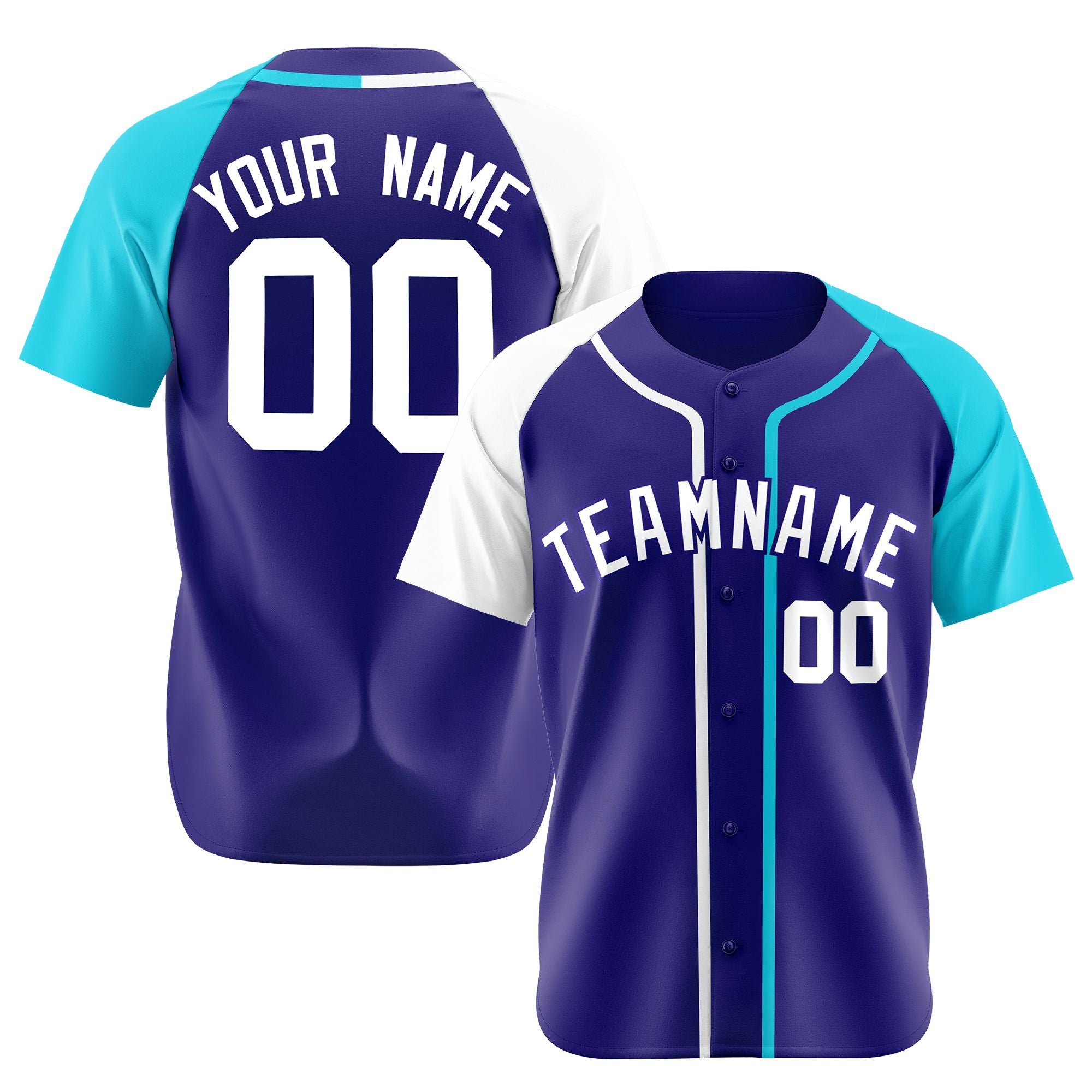 Custom Violet White Sky Blue Authentic Baseball Jersey