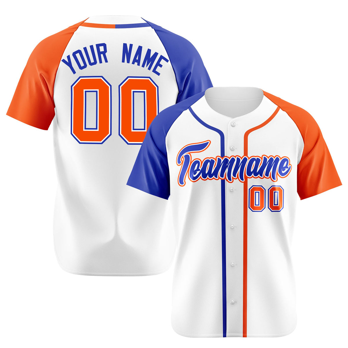 Custom White Blue Orange Authentic Baseball Jersey