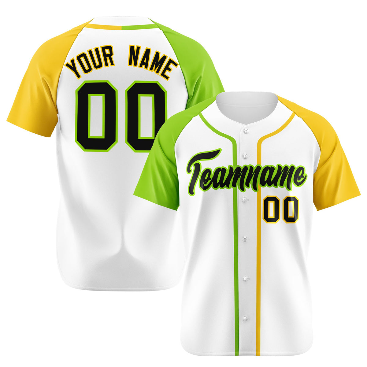 Custom White Neon Green Yellow Authentic Baseball Jersey
