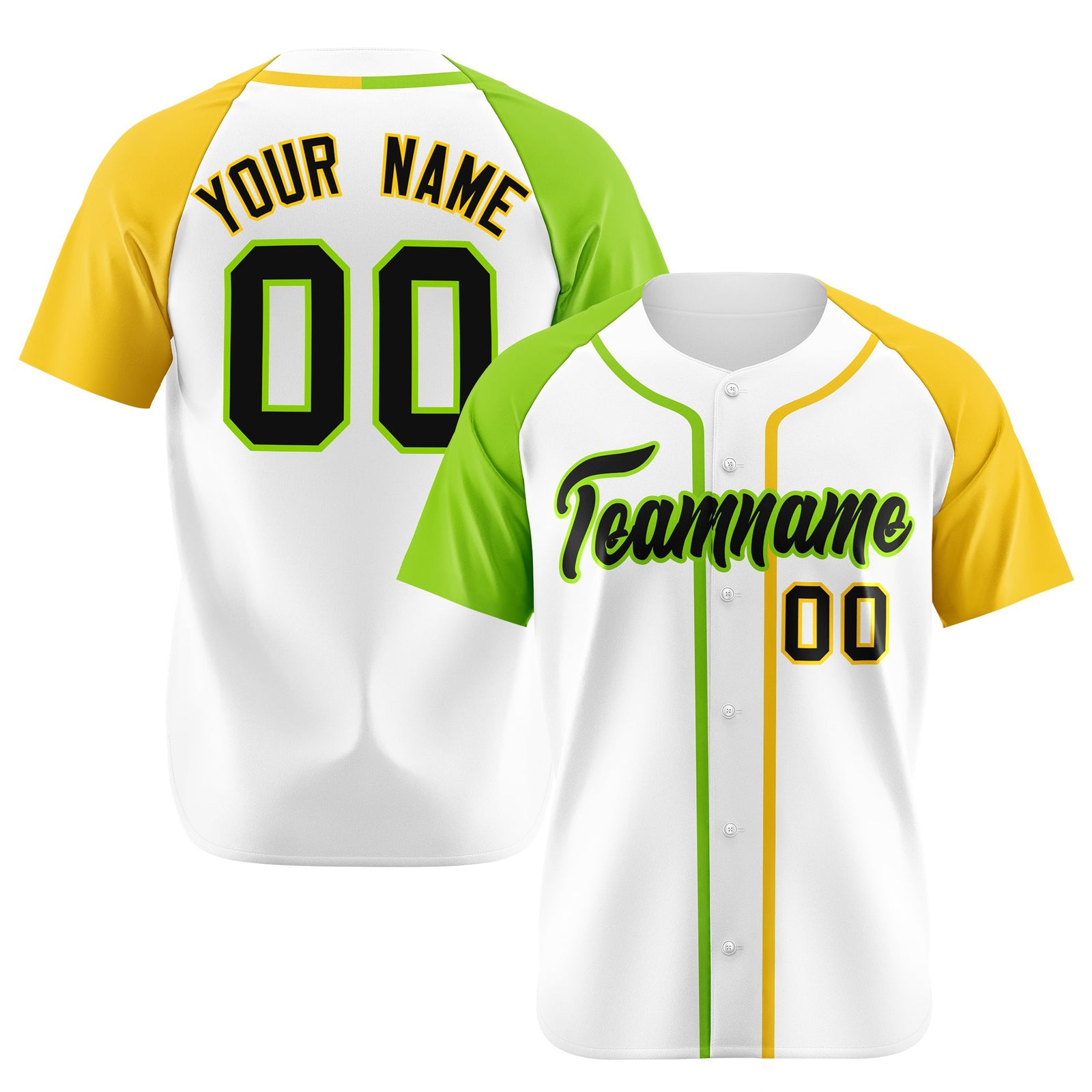 Custom White Neon Green Yellow Authentic Baseball Jersey