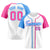 Custom White Sky Blue Pink Authentic Baseball Jersey