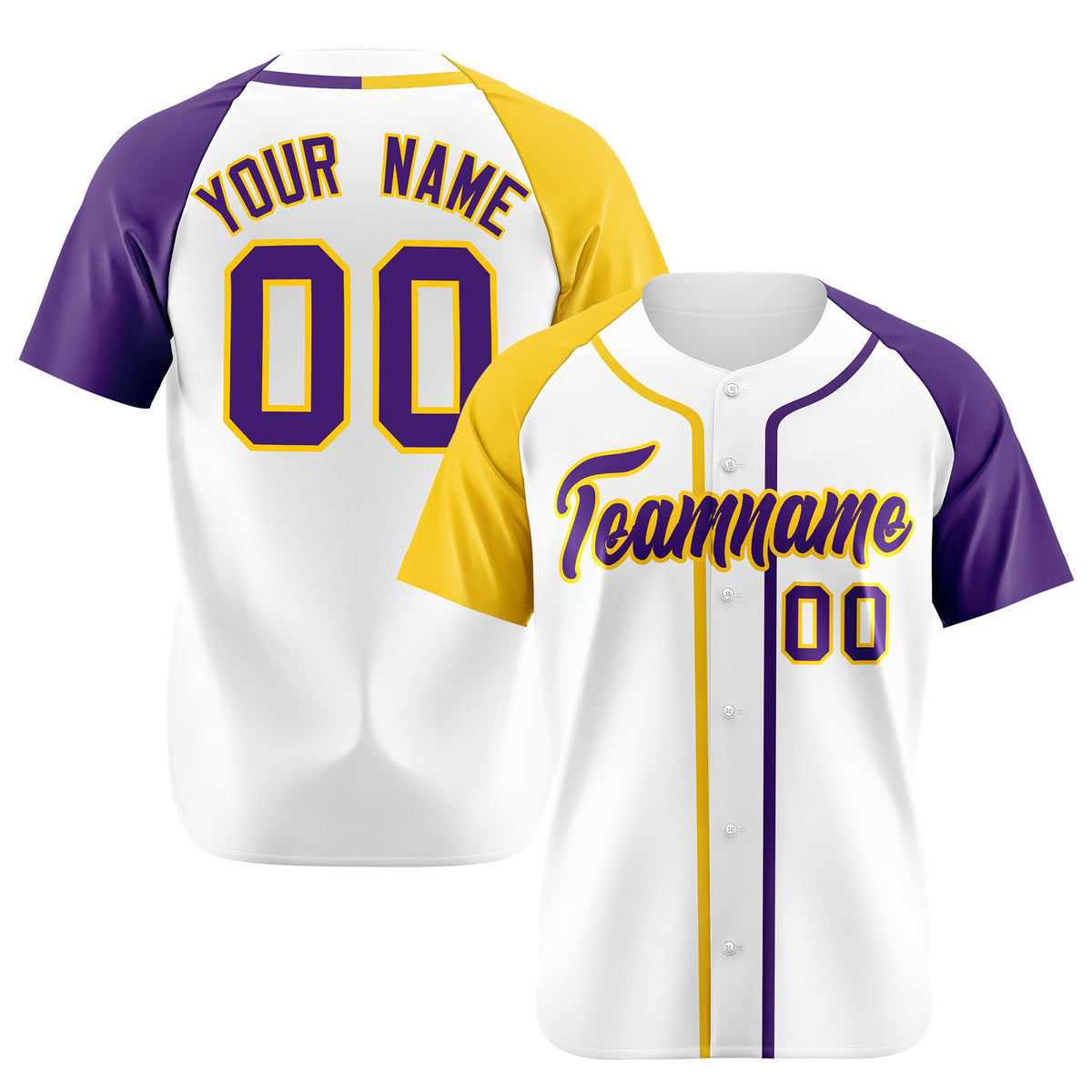 Custom White Yellow Purple Authentic Baseball Jersey