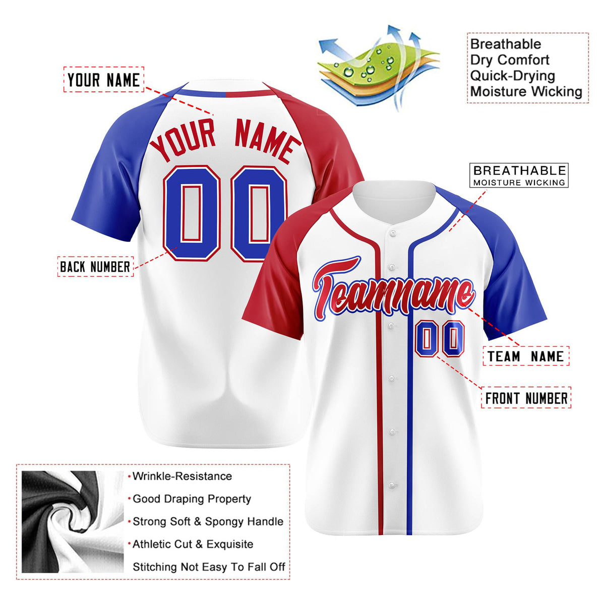 Custom White Burgundy Blue Authentic Baseball Jersey